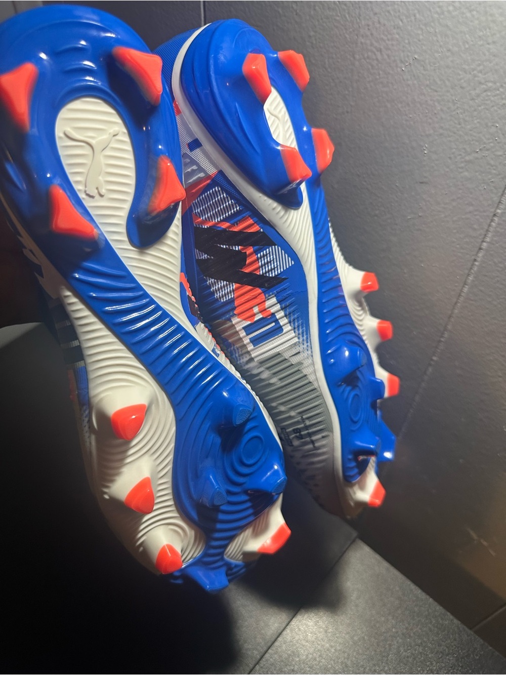Puma Blue, White & Coral Soccer Cleats - Picture 4 of 5